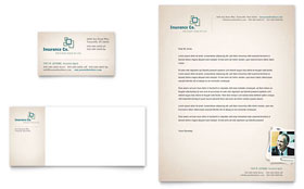 Life Insurance Company Business Card & Letterhead Template Design