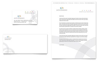 Car Insurance Company Business Card & Letterhead Template