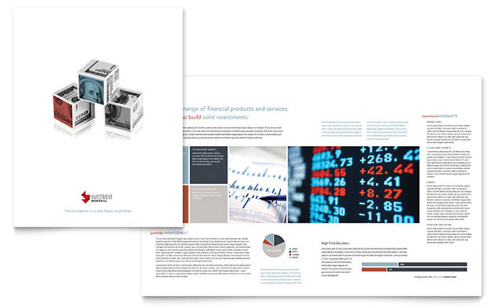 Investment Bank Brochure Template Design - InDesign, Illustrator, Word, Publisher, Pages, QuarkXPress, CorelDraw