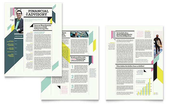 Personal Finance Newsletter Template Design - InDesign, Illustrator, Word, Publisher, Pages, QuarkXPress, CorelDraw