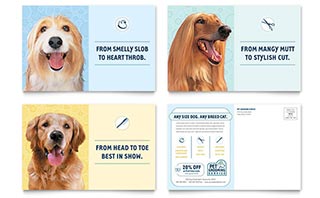 Pet Grooming Service Postcard Template