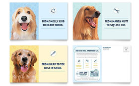 Pet Grooming Service Postcard Template Design