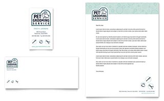 Pet Grooming Service Business Card & Letterhead Template