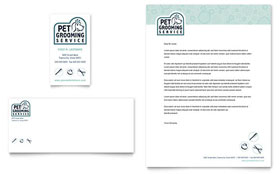 Pet Grooming Service Business Card & Letterhead Template Design