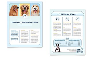 Pet Grooming Service Datasheet Template