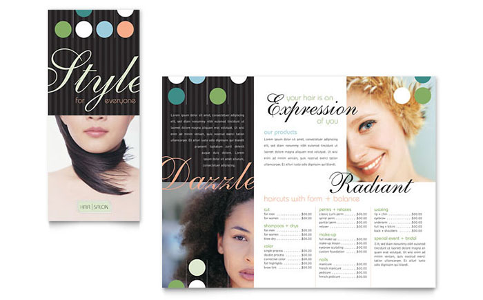 Beauty & Hair Salon Brochure Template Design - InDesign, Illustrator, Word, Publisher, Pages, QuarkXPress, CorelDraw