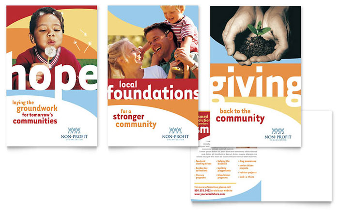 Community Non Profit Postcard Template Design - InDesign, Illustrator, Word, Publisher, Pages, QuarkXPress, CorelDraw