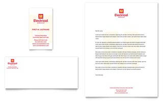 Electrical Services Business Card & Letterhead Template