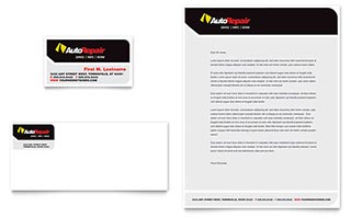 Auto Repair Business Card & Letterhead Template