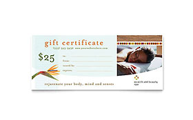 Health & Beauty Spa Gift Certificate Template Design