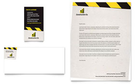 Industrial & Commercial Construction Business Card & Letterhead Template Design