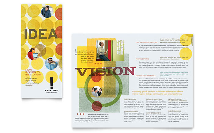 Marketing Consultant Tri Fold Brochure Template Design - InDesign, Illustrator, Word, Publisher, Pages, QuarkXPress, CorelDraw