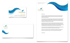 Swimming Pool Cleaning Service Business Card & Letterhead Design Template