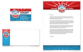 Political Candidate Business Card & Letterhead Template Design