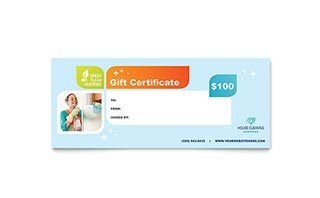 Cleaning Services Gift Certificate Template