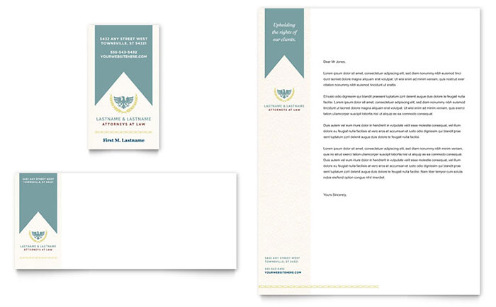 Law Firm Business Card & Letterhead Template Design - InDesign, Illustrator, Word, Publisher, Pages, QuarkXPress, CorelDraw