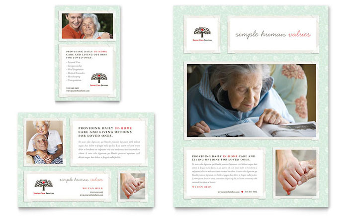 Senior Care Services Flyer & Ad Template Design - InDesign, Illustrator, Word, Publisher, Pages, QuarkXPress, CorelDraw