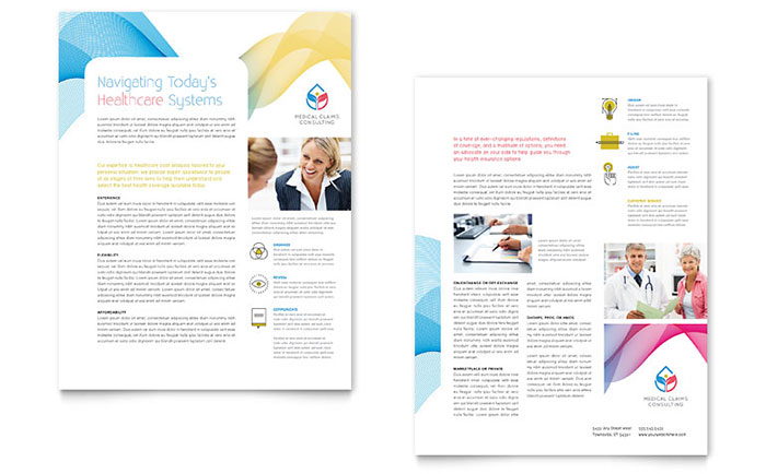 Insurance Consulting Datasheet Template Design - InDesign, Illustrator, Word, Publisher, Pages, QuarkXPress, CorelDraw