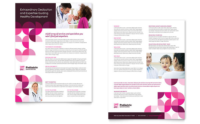 Pediatric Doctor Datasheet Template Design - InDesign, Illustrator, Word, Publisher, Pages, QuarkXPress, CorelDraw