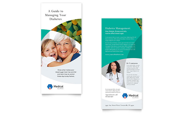 Doctor's Office Rack Card Template Design - InDesign, Illustrator, Word, Publisher, Pages, QuarkXPress, CorelDraw