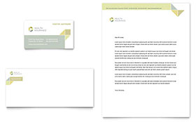 Health Insurance Business Card & Letterhead Template Design