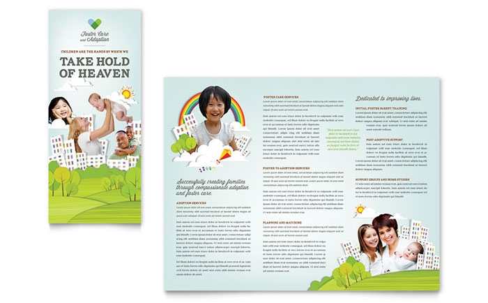 Foster Care & Adoption Brochure Template Design - InDesign, Illustrator, Word, Publisher, Pages, QuarkXPress, CorelDraw