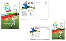 Charity Golf Event Postcard Template Design