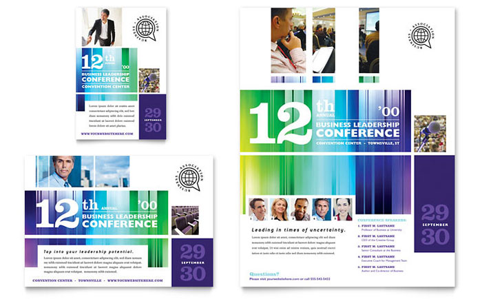 Business Leadership Conference Flyer & Ad Template Design - InDesign, Illustrator, Word, Publisher, Pages, QuarkXPress, CorelDraw