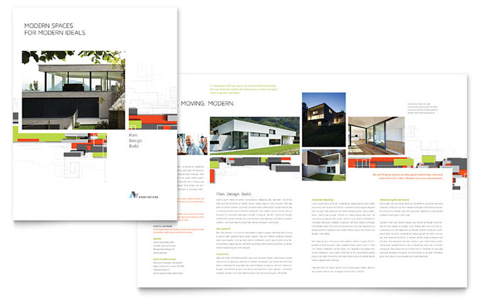 Architectural Design Brochure Template Design - InDesign, Illustrator, Word, Publisher, Pages, QuarkXPress, CorelDraw