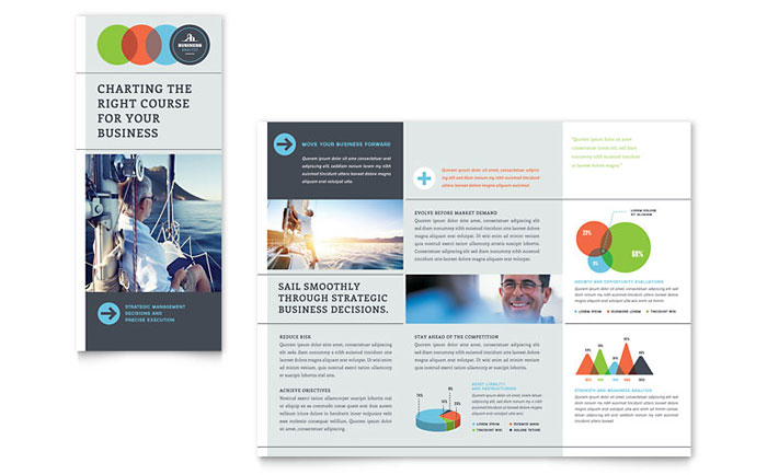 Business Analyst Tri Fold Brochure Template Design - InDesign, Illustrator, Word, Publisher, Pages, QuarkXPress, CorelDraw