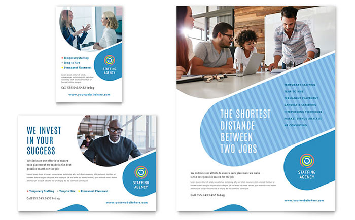 Employment Agency Flyer & Ad Template Design - InDesign, Illustrator, Word, Publisher, Pages, QuarkXPress, CorelDraw