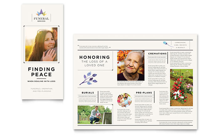 Funeral Services Brochure Template Design - InDesign, Illustrator, Word, Publisher, Pages, QuarkXPress, CorelDraw