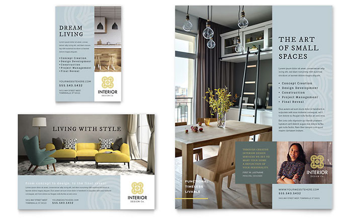 Interior Design Flyer & Ad Template Design - InDesign, Illustrator, Word, Publisher, Pages, QuarkXPress, CorelDraw