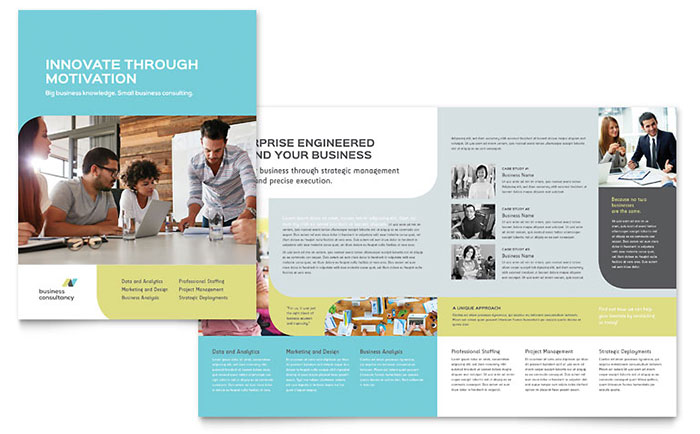 Small Business Consultant Brochure Template Design - InDesign, Illustrator, Word, Publisher, Pages, QuarkXPress, CorelDraw