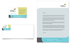 Small Business Consultant Business Card & Letterhead Template Design