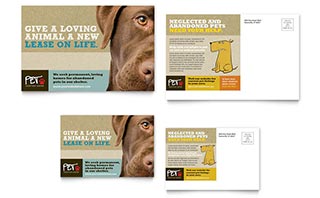 Animal Shelter & Pet Adoption Postcard Template