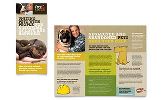 Animal Shelter & Pet Adoption Tri Fold Brochure Template