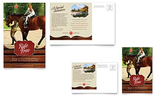 Horse Riding Stables & Camp Postcard Template