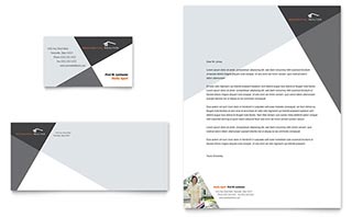 Contemporary & Modern Real Estate Business Card & Letterhead Template