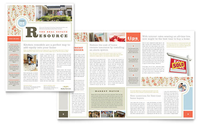 Country House Real Estate Newsletter Template Design - InDesign, Illustrator, Word, Publisher, Pages, QuarkXPress, CorelDraw