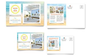 Beach House Postcard Template