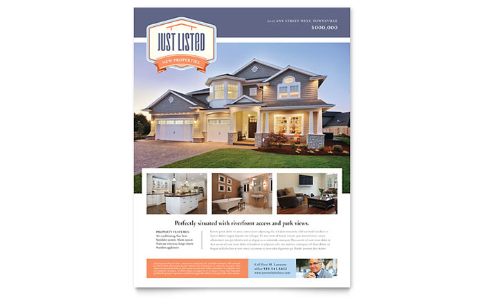 New Property Flyer Template Design - InDesign, Illustrator, Word, Publisher, Pages, QuarkXPress, CorelDraw