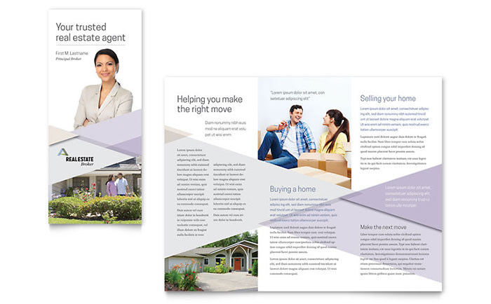 Realtor Brochure Template Design - InDesign, Illustrator, Word, Publisher, Pages, QuarkXPress, CorelDraw