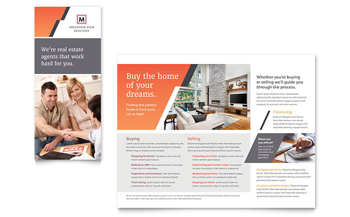 Mountain Real Estate Brochure Template Design - InDesign, Illustrator, Word, Publisher, Pages, QuarkXPress, CorelDraw