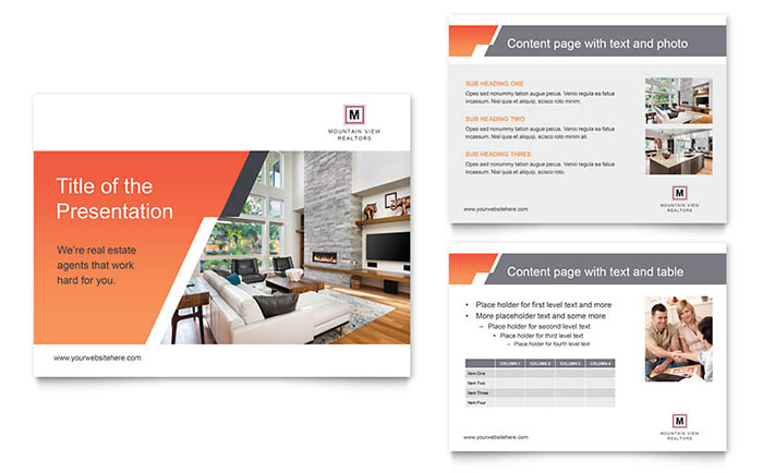 Mountain Real Estate PowerPoint Presentation Template Design