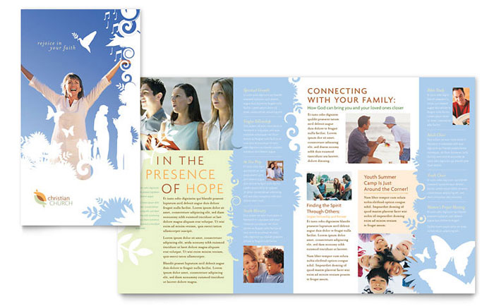 Christian Church Brochure Template Design - InDesign, Illustrator, Word, Publisher, Pages, QuarkXPress, CorelDraw