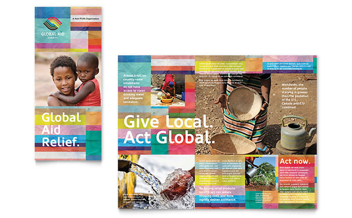 Humanitarian Aid Organization Brochure Template Design - InDesign, Illustrator, Word, Publisher, Pages, QuarkXPress, CorelDraw