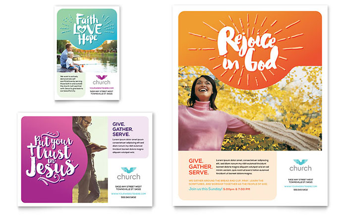 Church Flyer & Ad Template Design - InDesign, Illustrator, Word, Publisher, Pages, QuarkXPress, CorelDraw