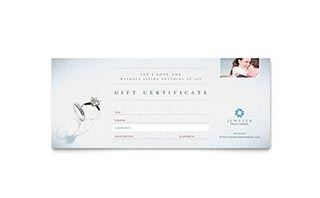 Jeweler & Jewelry Store Gift Certificate Template