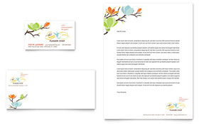 Flower Shop Business Card & Letterhead Template Design